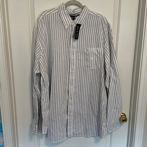 NWT Chaps Big & Tall Classic Oxford Striped Collared Button Down 2XLT